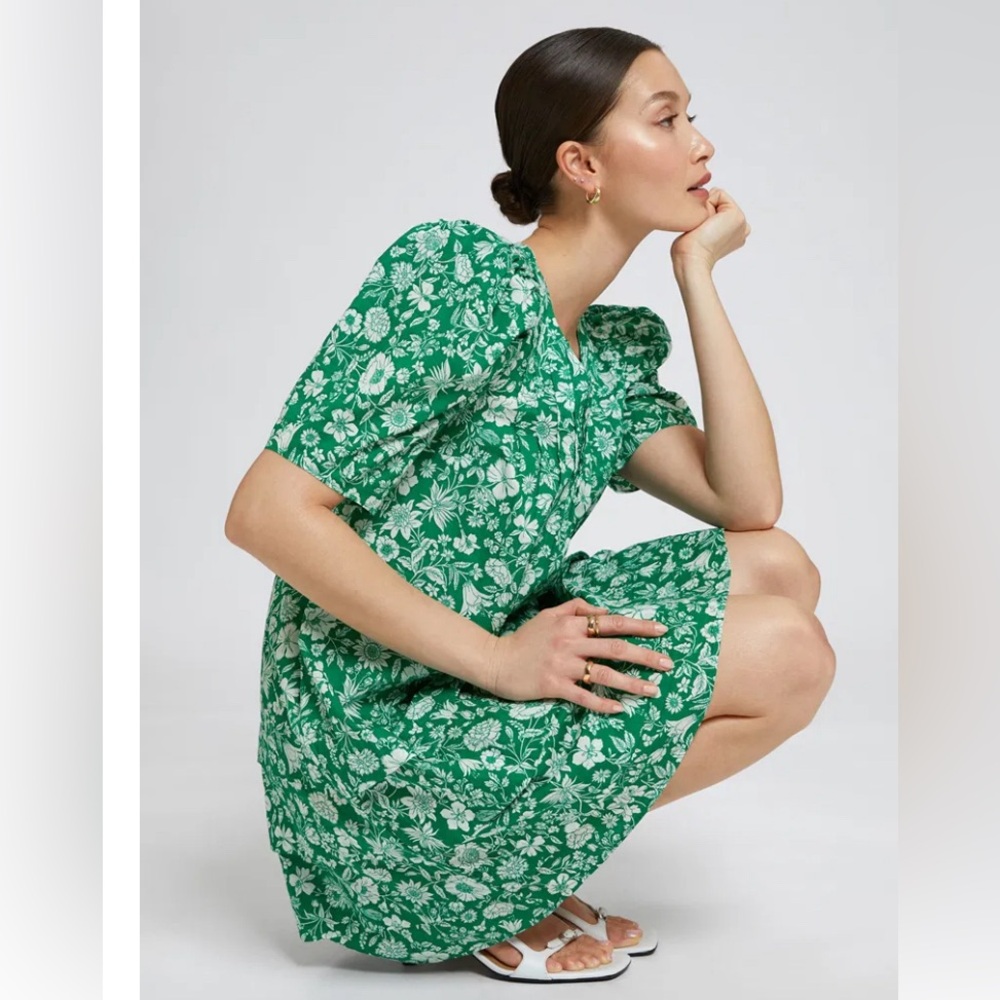 NWT & OTHER STORIES size S green short sleeved flower dress